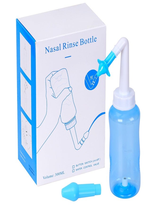 YSYONM Neti Pot Sinus Rinse Bottle Pressure Nasal Irrigation Wash Sinus Rinsing Kit Bottle Nose Cleaner for Adult & Kids BPA Free (300ML, Blue) - Image 1